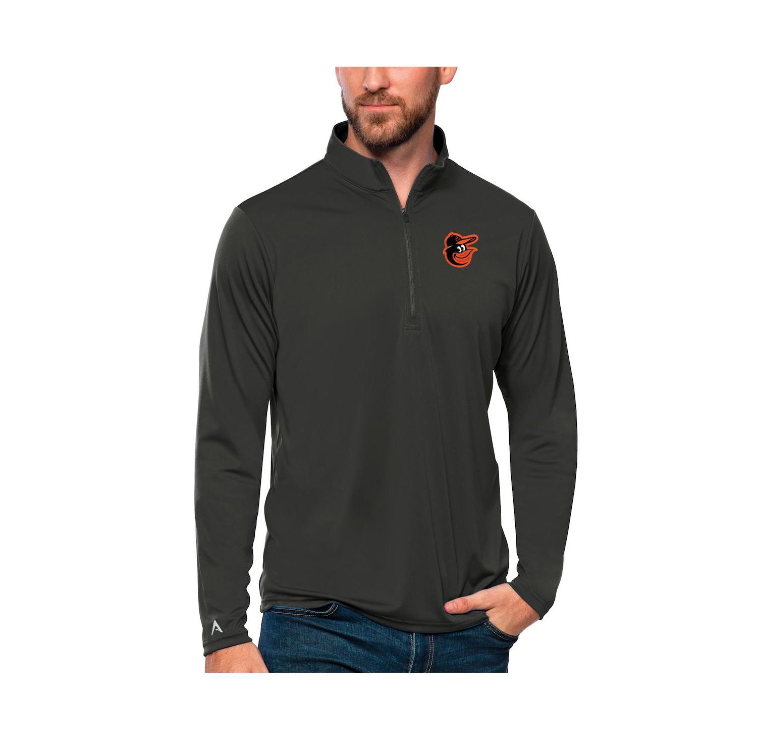 Men's Charcoal Baltimore Orioles Tribute Quarter-Zip Pullover Top