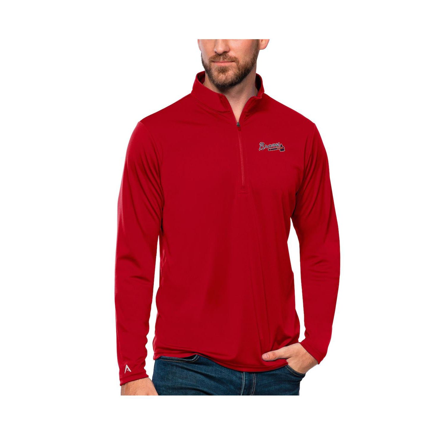Men's Red Atlanta Braves Tribute Quarter-Zip Pullover Top