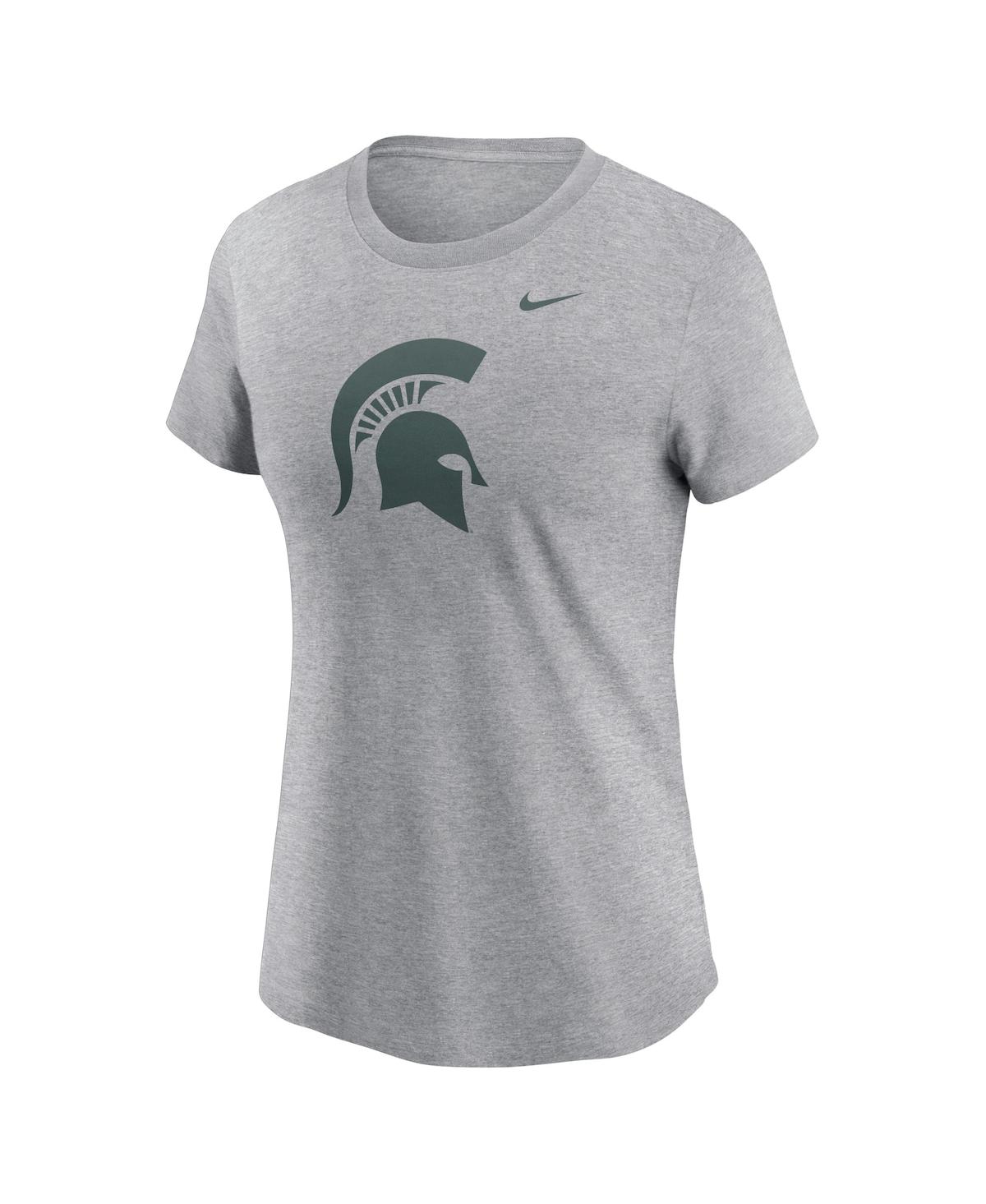 Nike Women's Heather Gray Michigan State Spartans Primetime Evergreen Logo T-shirt In Heather Gray