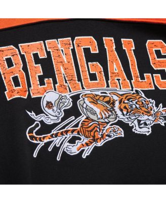 Men's Black Cincinnati Bengals Off Field Vintage Logo Short Sleeve Pullover Hoodie