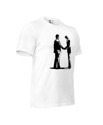Men's and Women's White Pink Floyd Wish You Were Here Handshake Tri-Blend T-Shirt