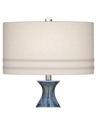 Annette Coastal Table Lamp 38" Tall Blue Ceramic Drip Vase Off White Oval Shade for Bedroom Living Room Bedside Nightstand Office