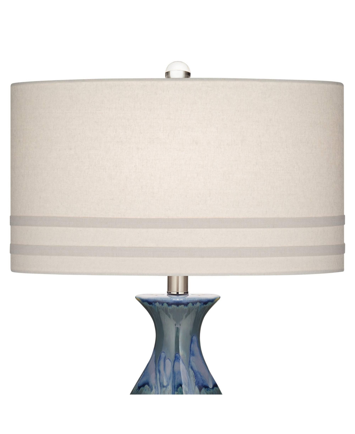 Annette Coastal Table Lamp Handcrafted TallDrip Ceramic Vase Off White Oval Shade Decor for Living Room Bedroom House Bedside Home Office En