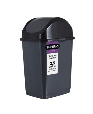 Small 2.5 Gallon Plastic Trash Can with Swing Top Lid