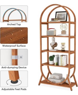 5-Tier Tall Arched Freestanding Bookshelf Display Rack Shelving Unit for Office, Bedroom, or Living Room (1PC)