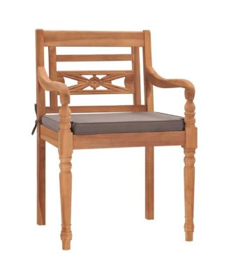 Batavia Chairs 2 pcs with Dark Gray Cushions Solid Teak Wood
