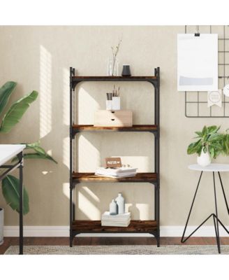 Bookcase 4-Tier Smoked Oak 23.6"x11.8"x47.2" Engineered Wood