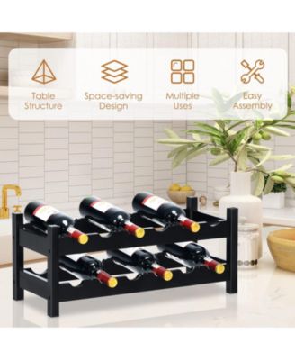 2-Tier 12 Bottles Bamboo Storage Shelf Wine Rack