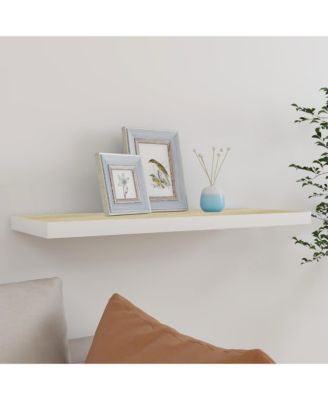 Floating Wall Shelf Oak and White 31.5"x9.3"x1.5" MDF