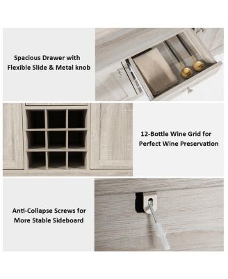 Buffet Server Sideboard Wine Cabinet Console Table Grey Home