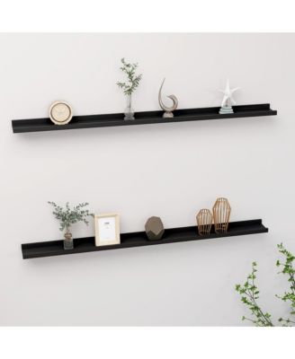 Wall Shelf Set of 2 Black MDF 45.3 in wide Wall mounting