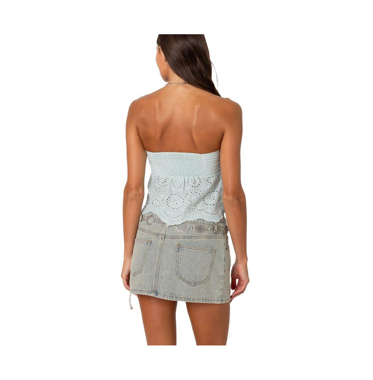 Edikted Women's Scalloped Eyelet Tube Top