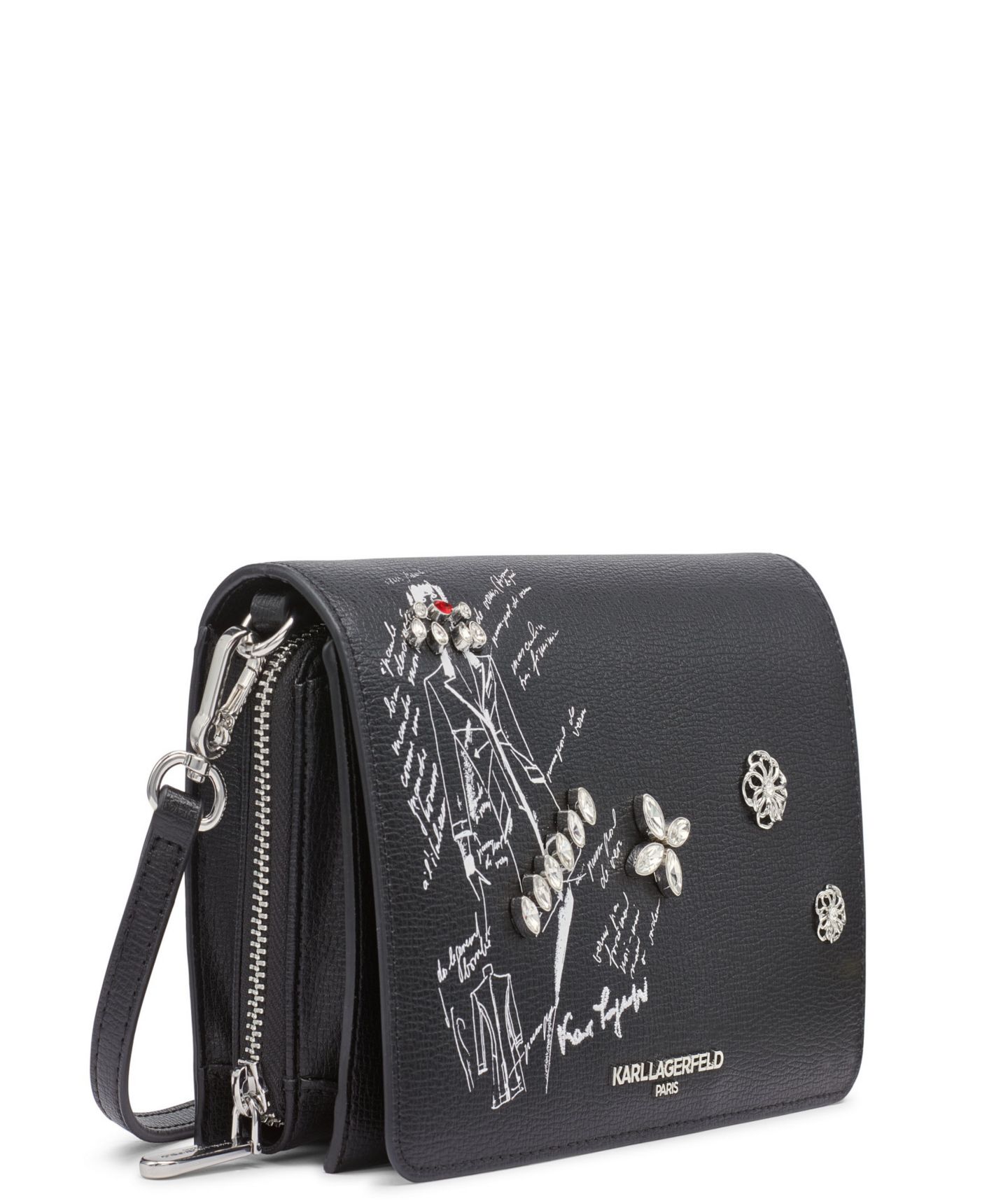 Женская сумка KARL LAGERFELD PARIS Lourdes Crossbody, цвет: Чёрный / Белый — фото 3