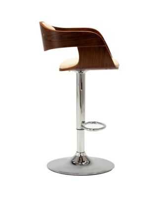 Bar Stool Cream Bent Wood and Faux Leather