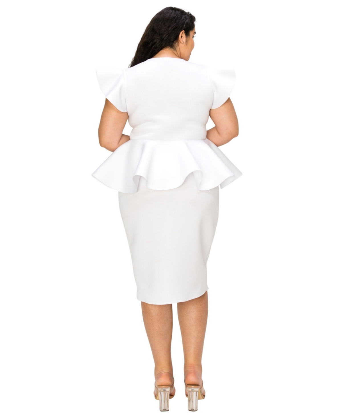 L I V D Plus Size Onyx Neoprene Peplum Dress