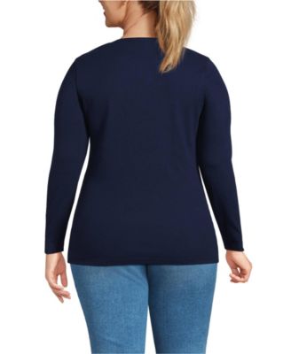 Women's Plus Size Long Sleeve Micro Rib T-Shirt