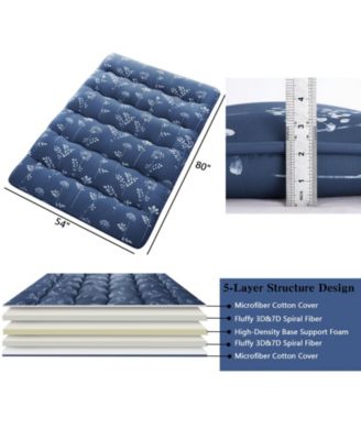 Futon Mattress Full Size, Floral Print Floor Mattress Pad Portable Dorm Sleeping Pad, 54"x 80"