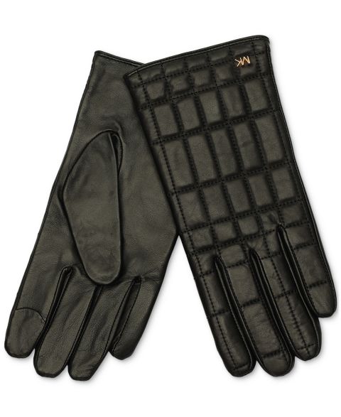 Женские перчатки Michael Kors Quilted Leather Tech, цвет: Чёрный золотой