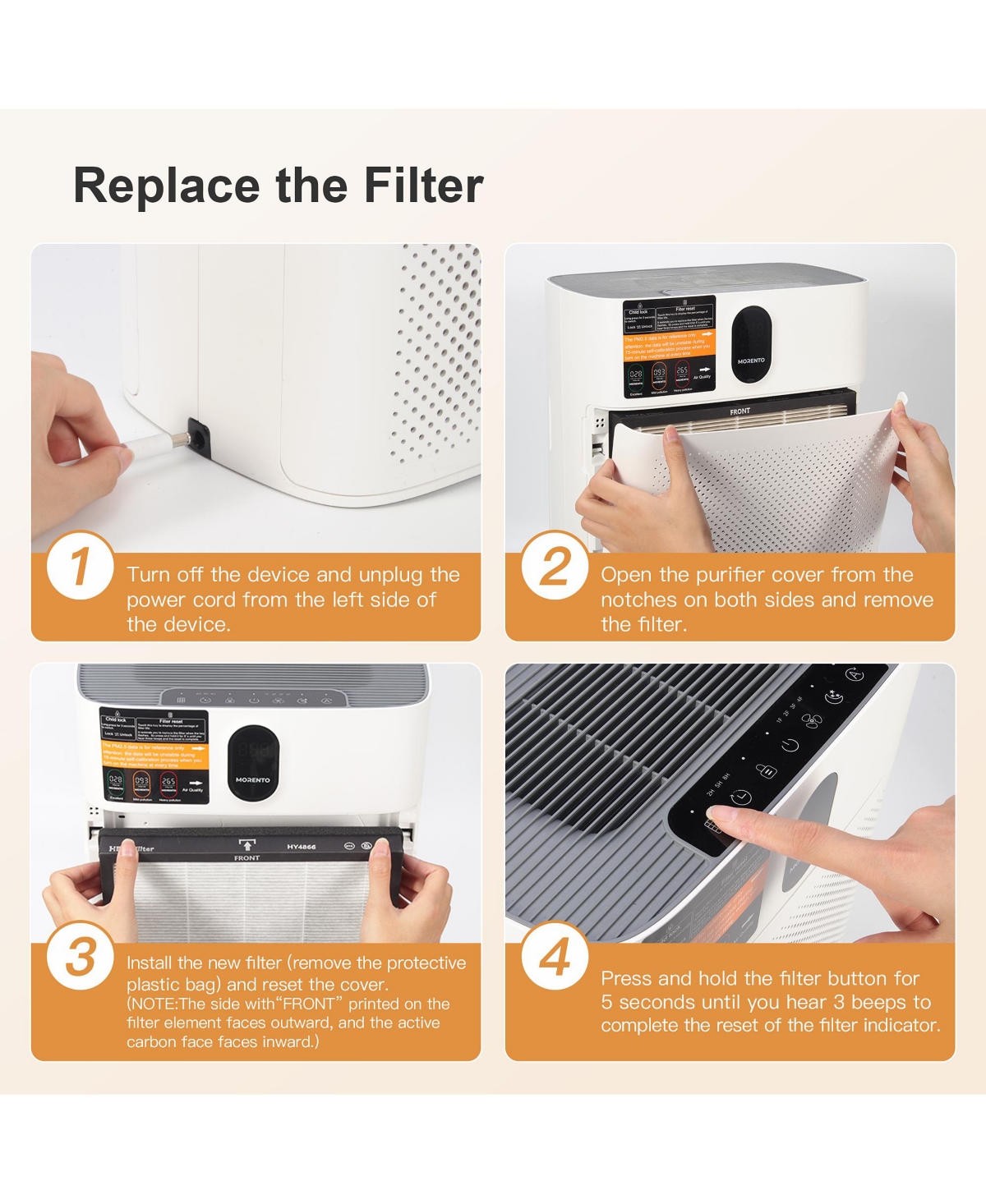 Morento HY4866 Genuine Air Purifier Replacement Filter for HY4866 Air Purifer, 2 Pack,Version - Multifunction