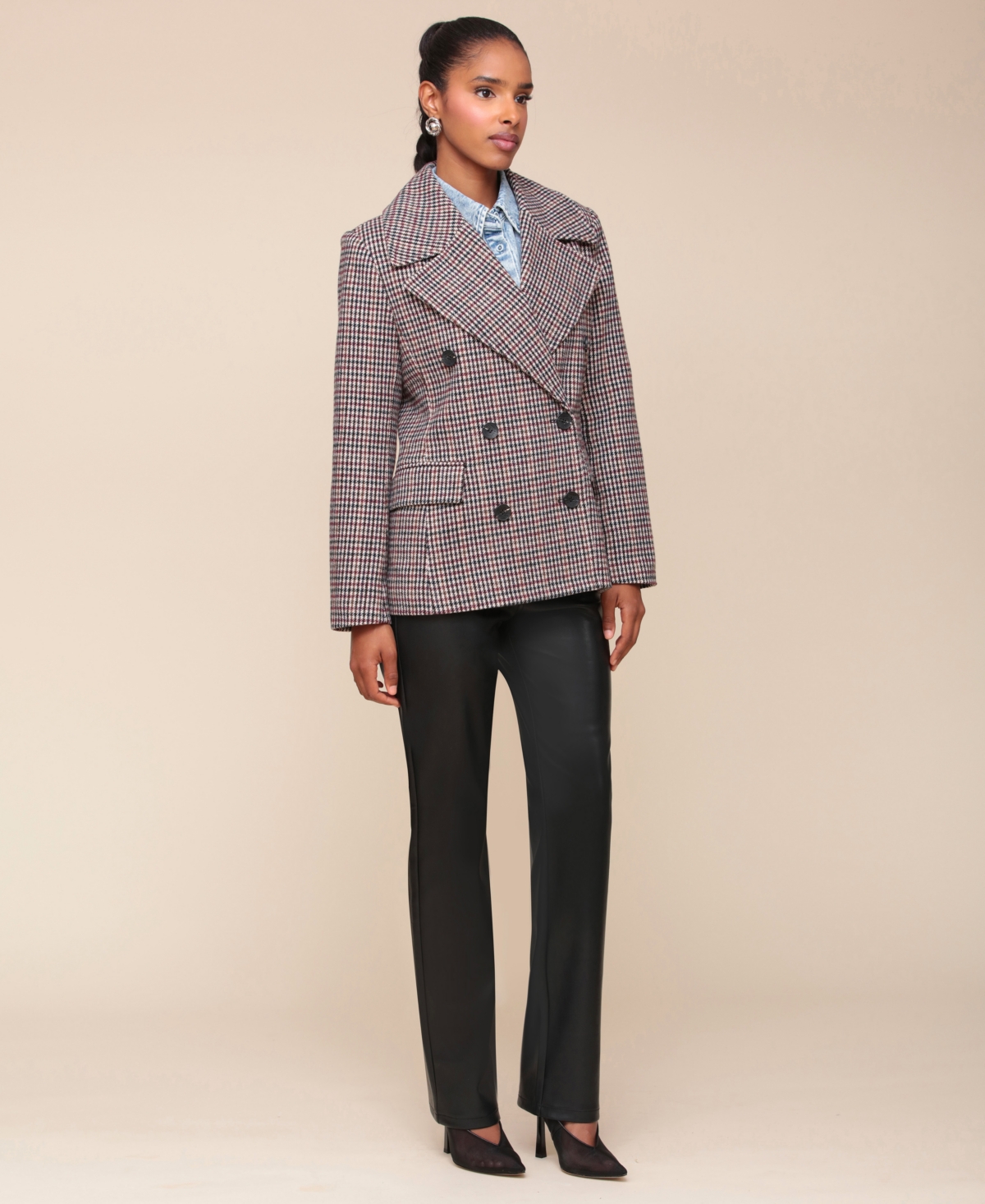 Avec Les Filles Women's Oversized Plaid Double-Breasted Blazer