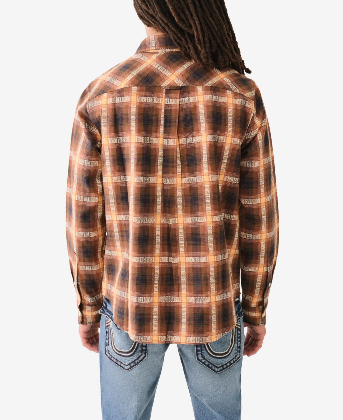 True Religion Men's Jacquard Workwear Plaid Shirt