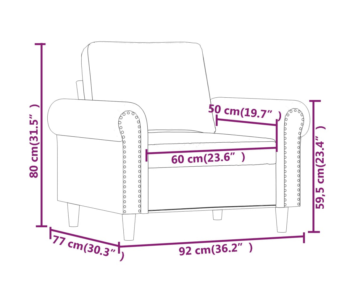 vidaXL Sofa Chair Light Gray 23.6