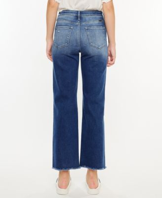 Women's High Rise Criss-Cross Straight Jeans