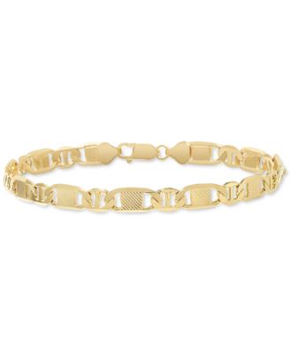 Men's Textured Mixed Mariner Link Chain Bracelet in 14k Gold-Plated Sterling Silver
