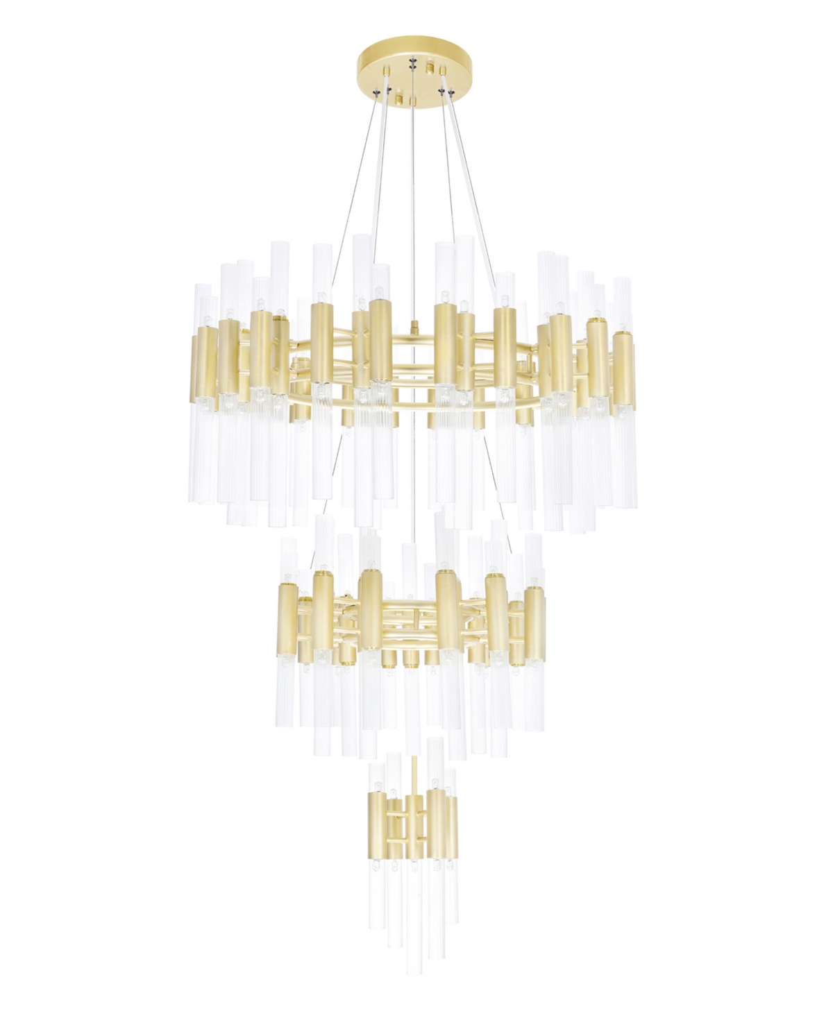Shop Cwi Lighting 42" Metal Orgue 123 Light Chandelier In Satin Gold