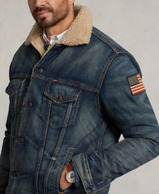 Men's Big & Tall Fleece-Lined Denim Trucker Jacket