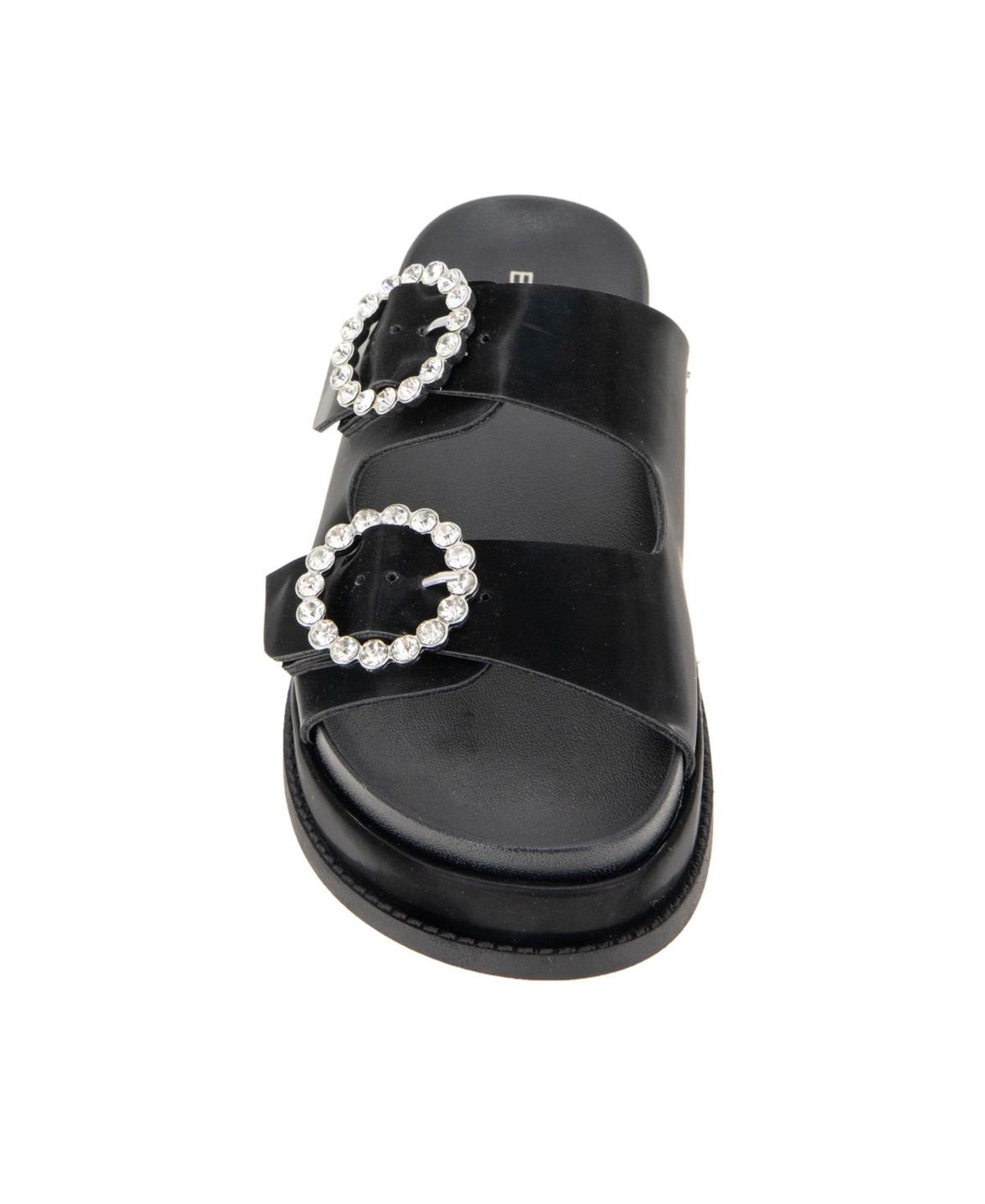 BCBGeneration Women's Batina Rhinestone Buckle Double Band Flat Sandals