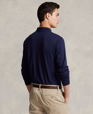 Men's Classic-Fit Long Sleeve Soft Cotton Polo Shirt