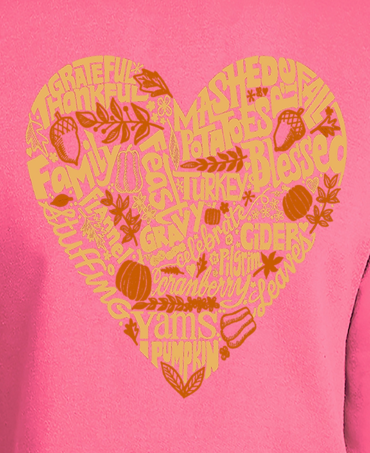 La Pop Art Men's Thanksgiving Heart Word Art Hooded Sweatshirt