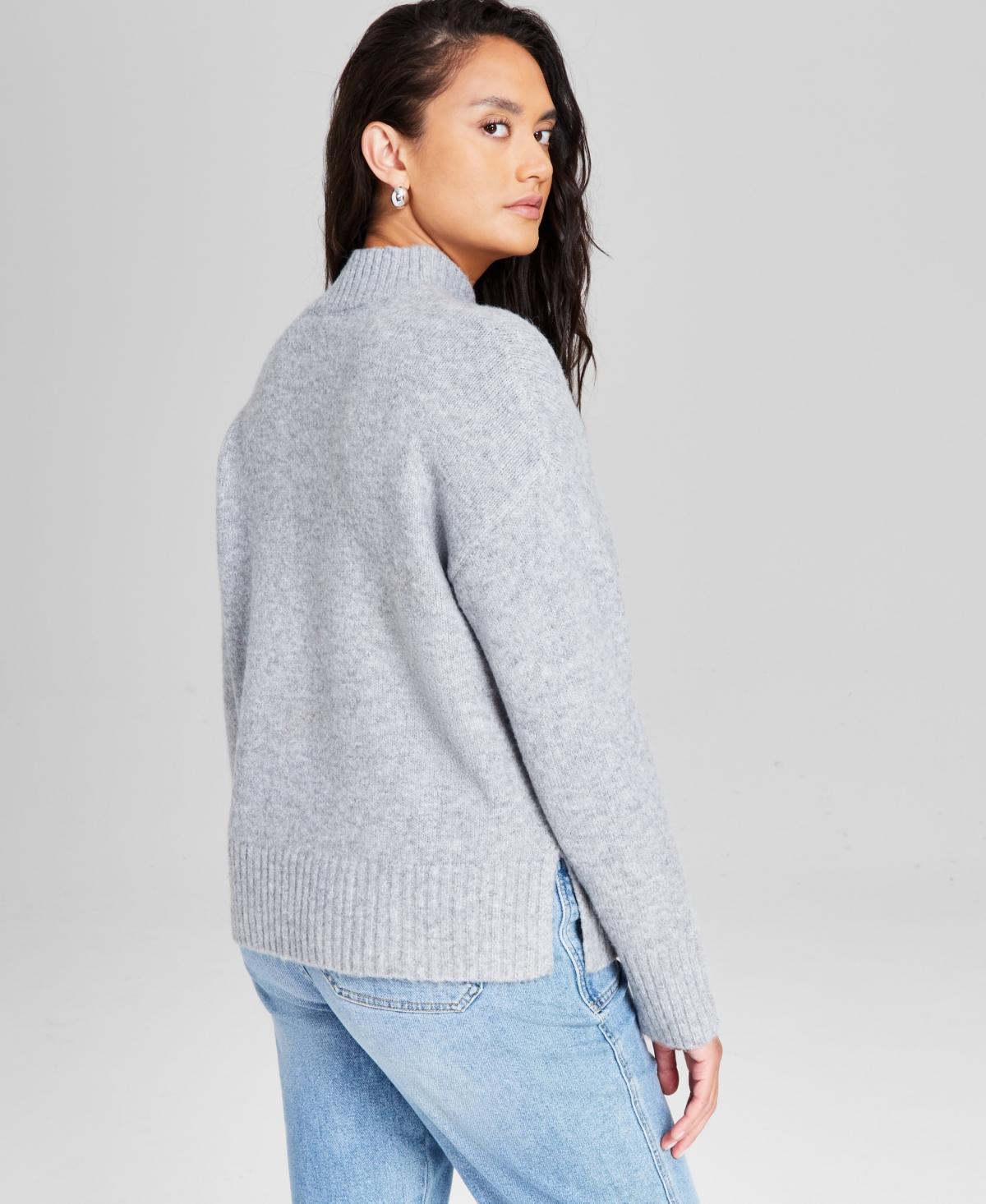 And Now This Women's Mock-Neck Long-Sleeves Tunic Sweater, Created for Macy's
