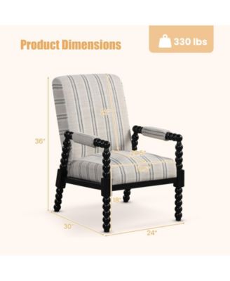 Upholstered Accent Chair with Rubber Wood Frame for Living Room-Beige