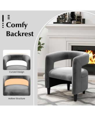 Comfy Accent Armchair with Footrest-Gray