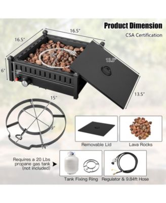 16.5 Inch Tabletop Propane Fire Pit with Simple Ignition System-Black