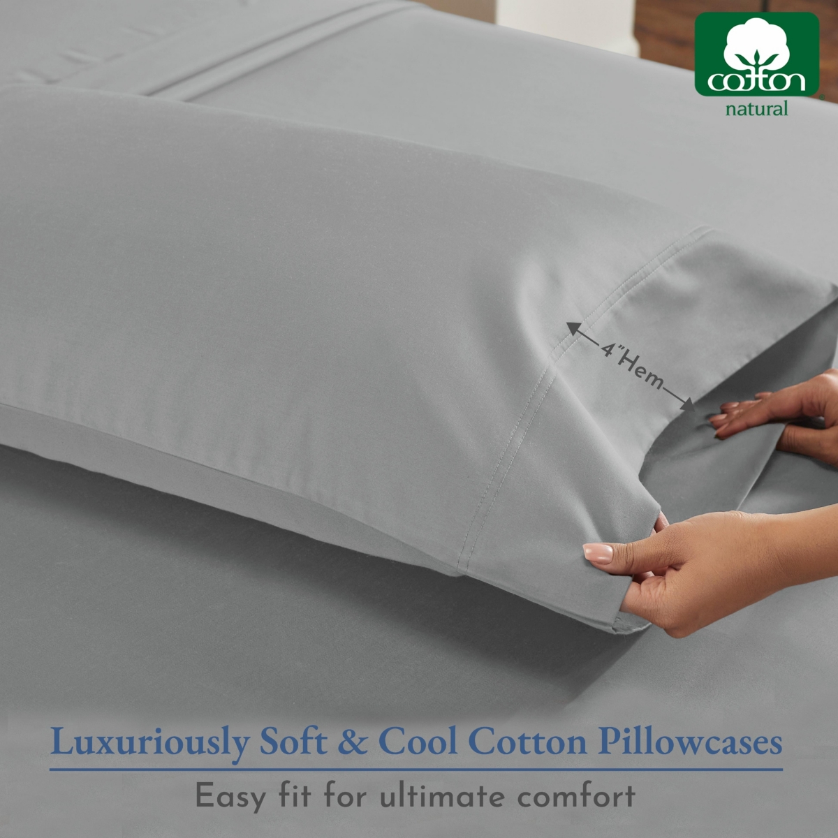 California Design Den Luxury 800 Thread Count 2 Standard Pillowcases, 100% Cotton Sateen, Soft, Smooth & Thick, Fits Standard & Size Pillows by