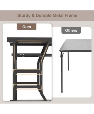 Mobile Computer Desk with Keyboard Tray Mouse Tray and Shelf-Dark Brown