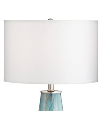 Jaime Modern Table Lamp Hand Crafted 26" High Faded Swirl Blue Gray Art Glass Brushed Nickel Silver White Drum Shade for Living Room Bedroom House Bedside Home (Color May Vary) - Possini Euro Design