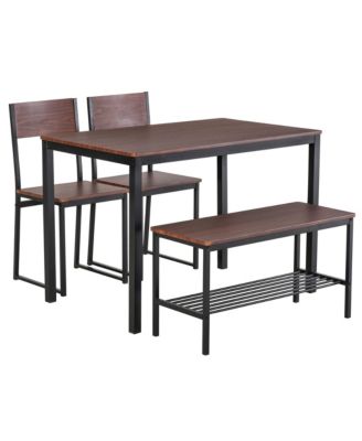 Wooden Kitchen Table and Chair Furniture with Storage Rack and Sitting Bench