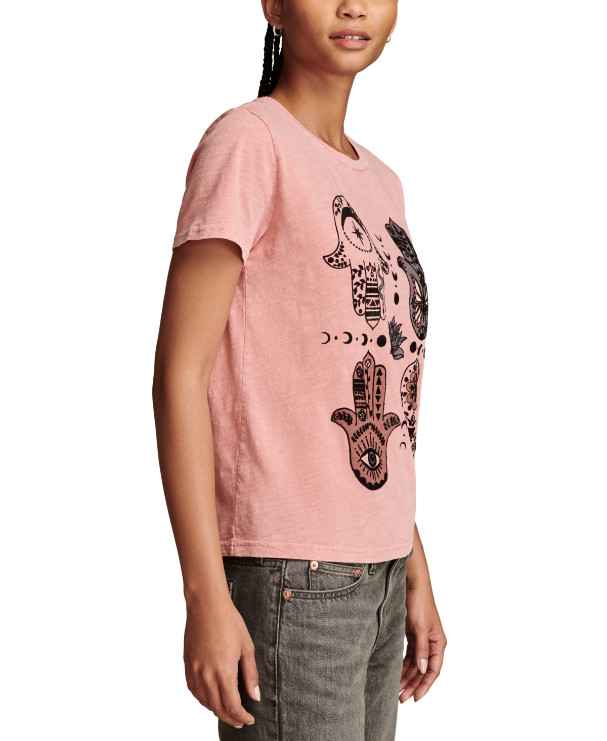 Lucky Brand Women's Hamsa Hands Graphic Print Crewneck T-Shirt