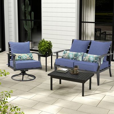 22'' x 24'' Outdoor Deep Seat Chair Cushion Set Olefin Fabric Slipcover and Sponge Foam (Set of 2 Seats, 2 Backs, 2 Pillows