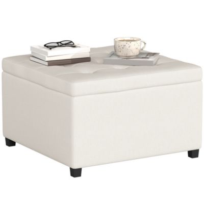 Fabric Tufted Storage Ottoman with Flip Top for Living Room Bedroom