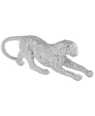Silver Prowling Leopard 17 1/2" Wide Accent Sculpture