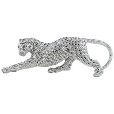 Silver Prowling Leopard 17 1/2" Wide Accent Sculpture