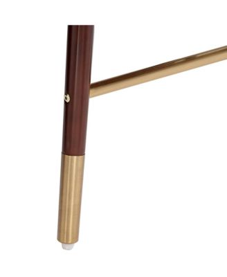 Parker Walnut Metal Bar Stool Brown Gold 25 1/2" High Modern Black Leather Cushion with Backrest Footrest for Kitchen Counter Height Island