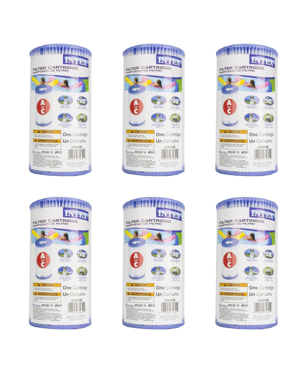 Swimming Pool Easy Set Type A Replacement Filter Pump Cartridge (6 Pack) - Blue