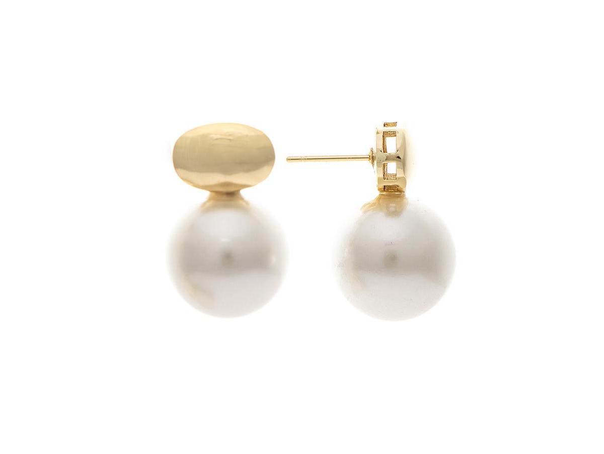 Pearl Drop Earrings - Gold with white pearl