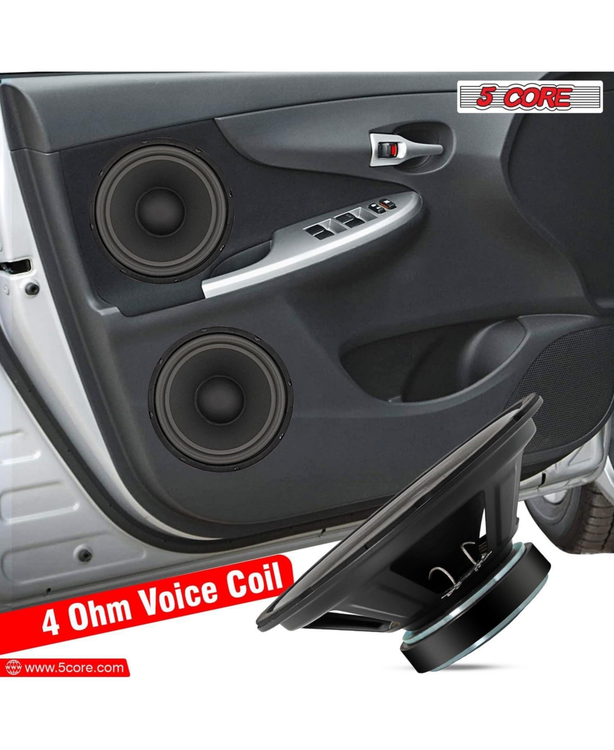 5 Core 10 Inch Subwoofer Speaker 600W Peak 4 Ohm Replacement Car Audio Bass Sub Woofer with 30 Oz Magnet Wf 10120 8OHM 2Pcs